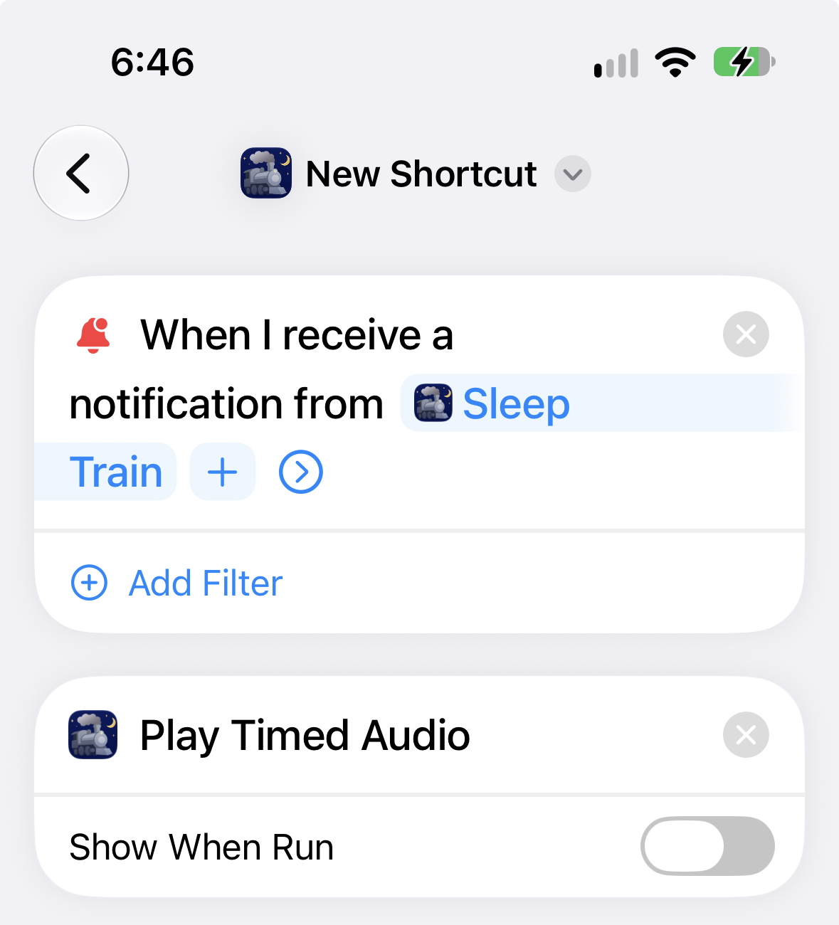 Finished automation with the Play Timed Audio action