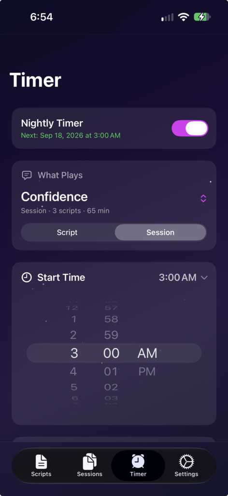 Sleep Train Timer tab